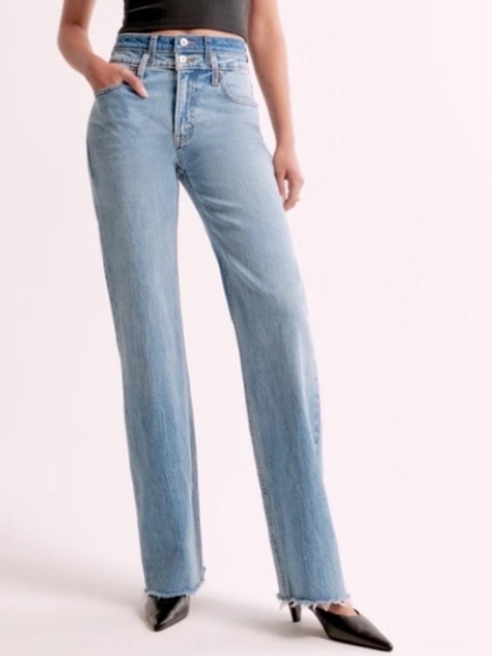 Abercrombie & fitch curve love 90s relaxed high rise double button Jean sz 30